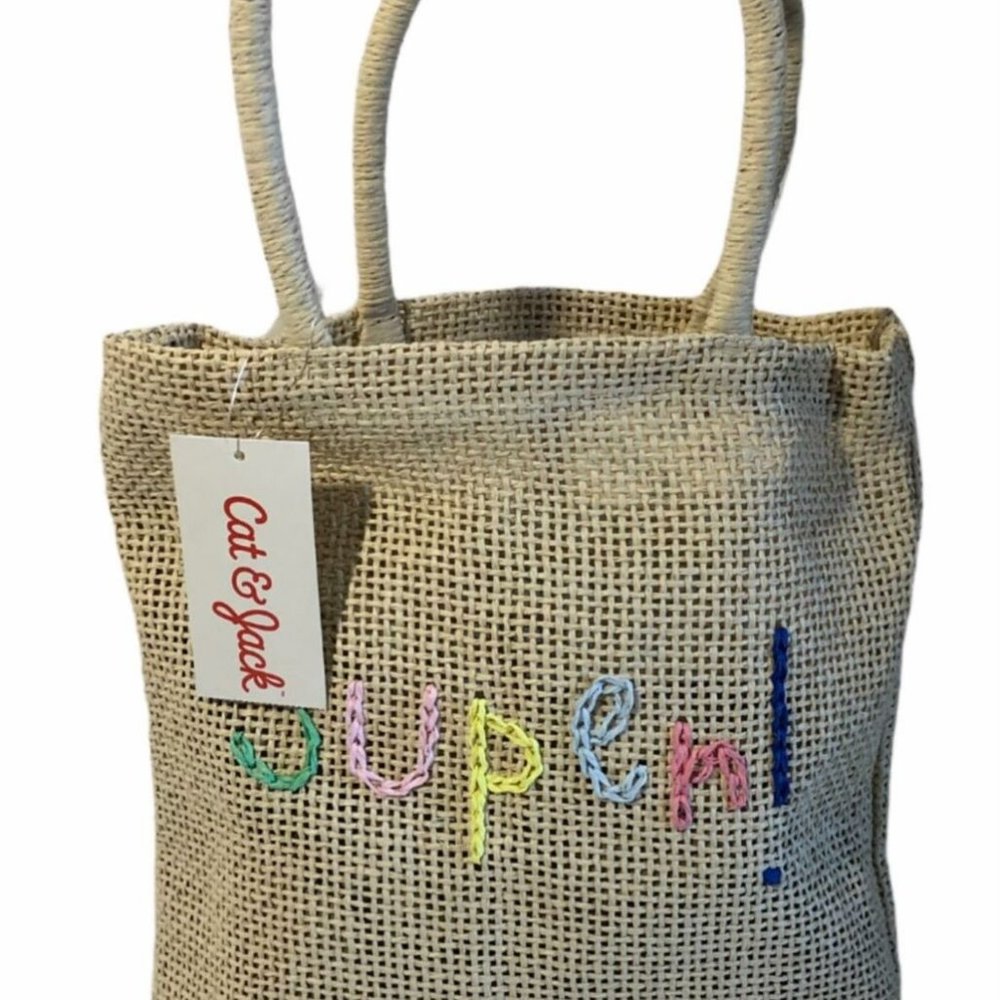 Cat & Jack Bag Woven Purse Bag Tote Girls Embroidery Super! NWT Limited Edition - Picture 2 of 5